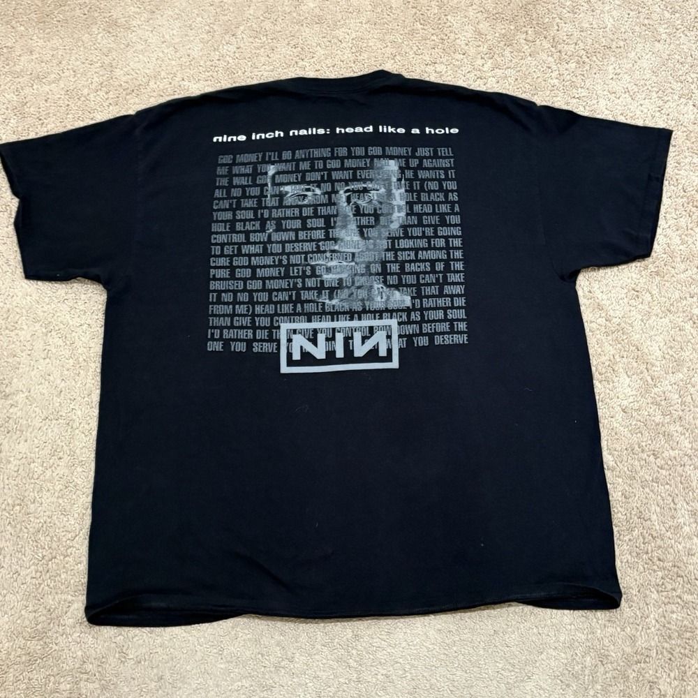 Nine Inch Nails Head Like A Hole T-Shirt Mens 2XL Black Band Tee NIN Tour Y2K
